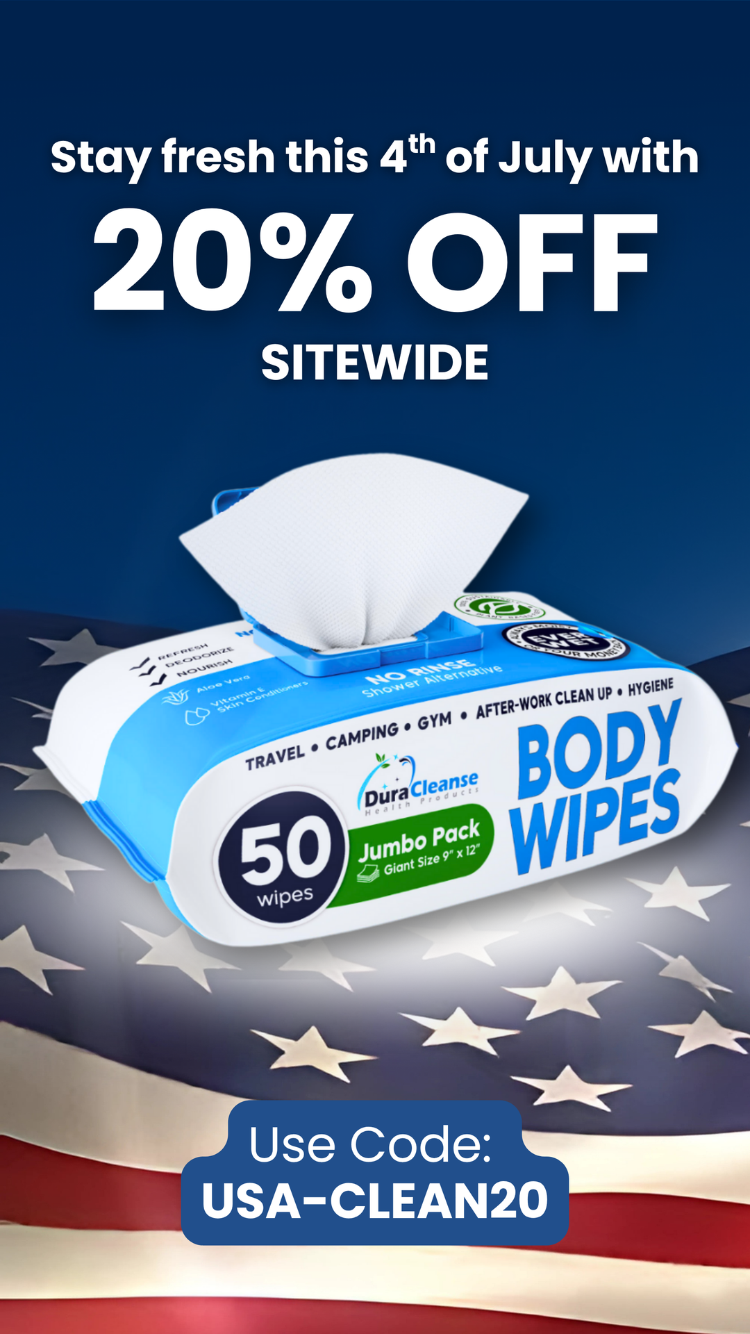 seasonal Adult Body Wipes ad creative — DURA Cleanse