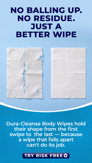 product demo Adult Body Wipes ad — DURA Cleanse