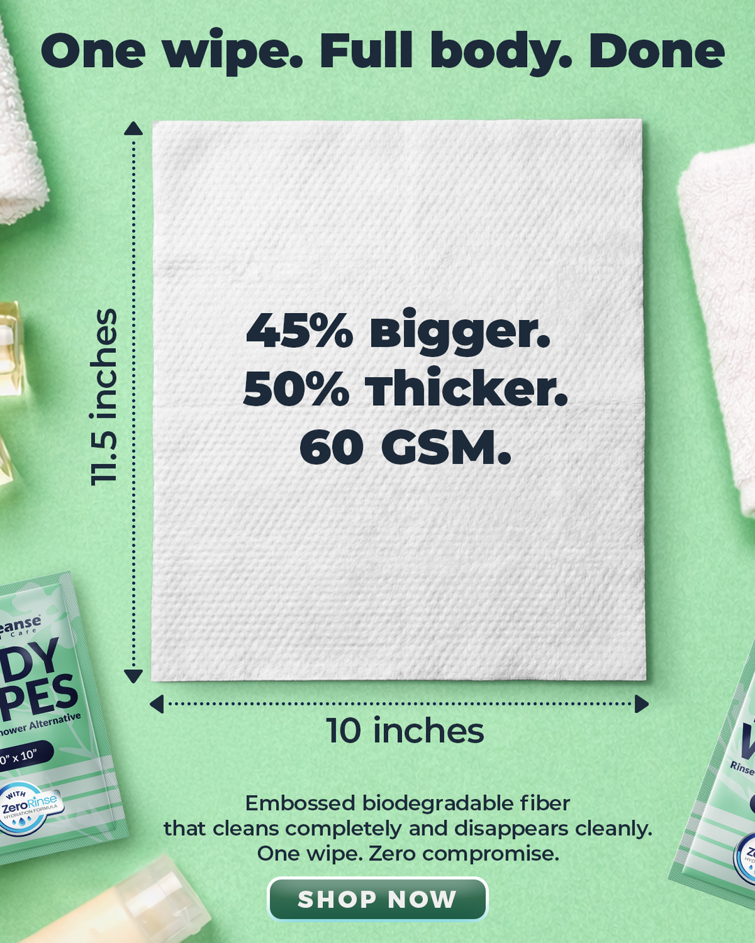 product demo Adult Body Wipes ad creative — DURA Cleanse