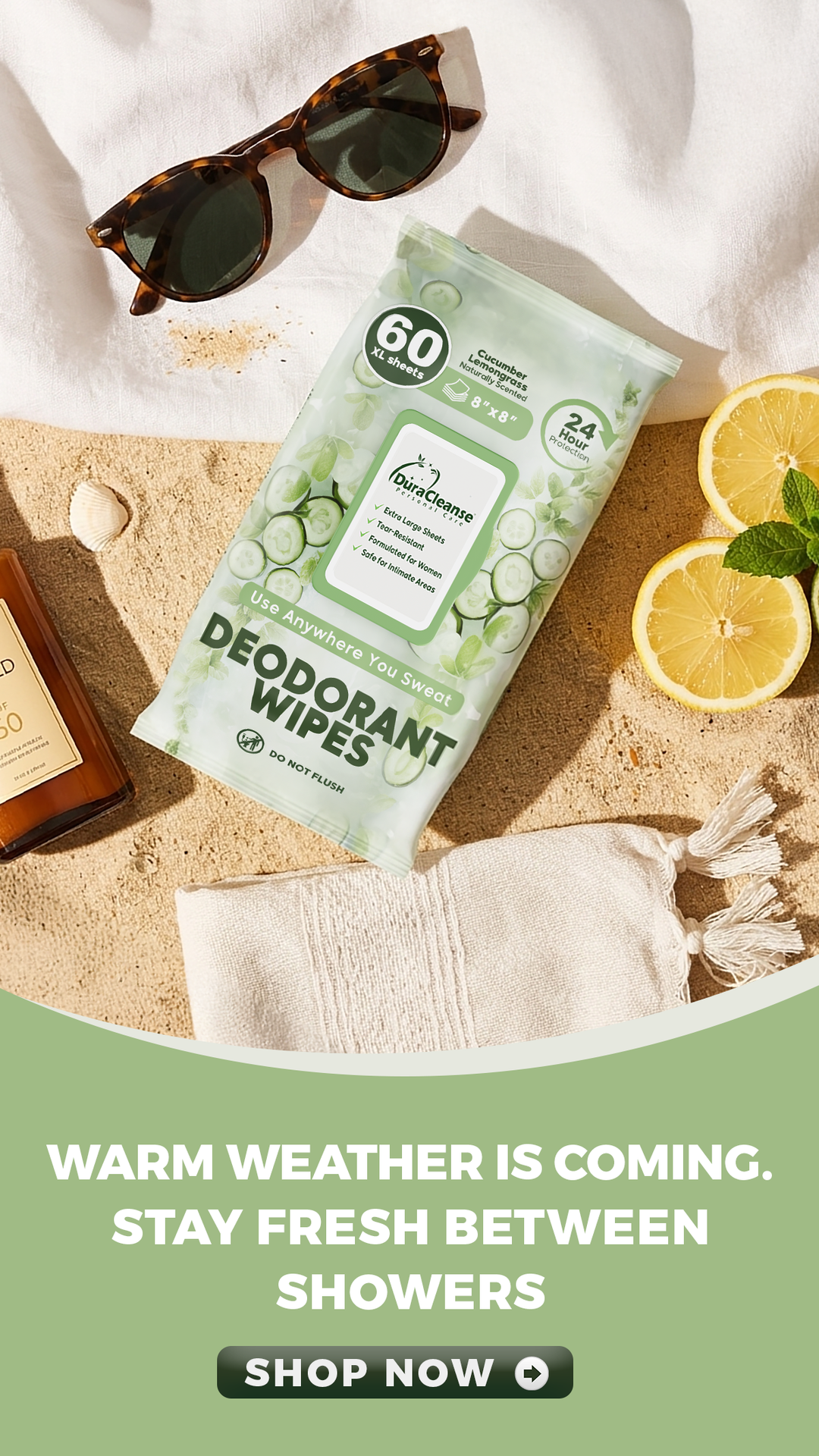 seasonal Adult Body Wipes ad creative — DURA Cleanse