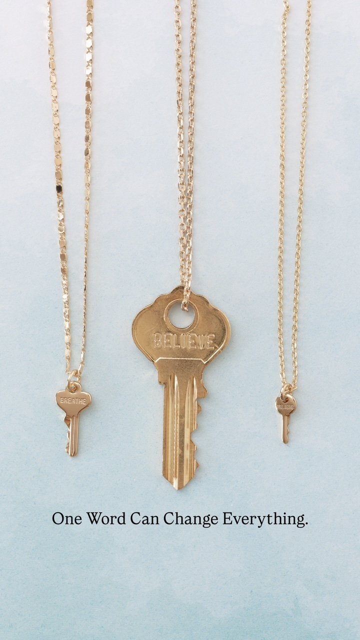Static Inspirational Word Jewelry ad creative — The Giving Keys