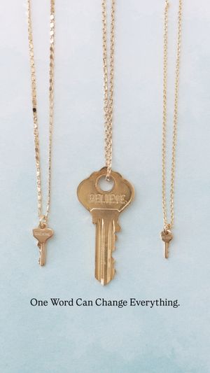 Static Inspirational Word Jewelry ad — The Giving Keys