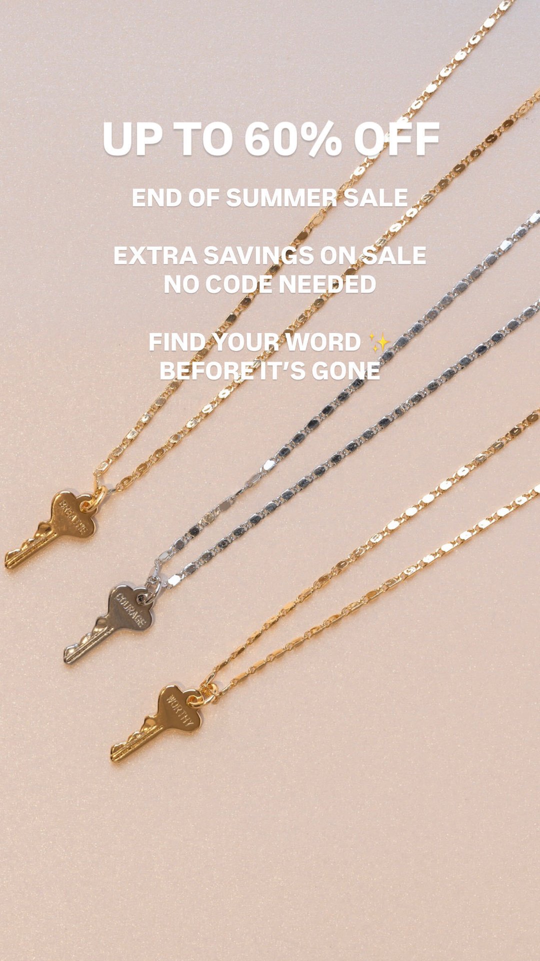 Static Inspirational Word Jewelry ad creative — The Giving Keys