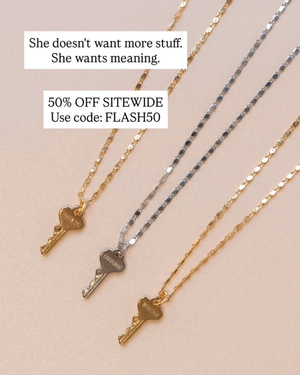 Static Inspirational Word Jewelry ad — The Giving Keys