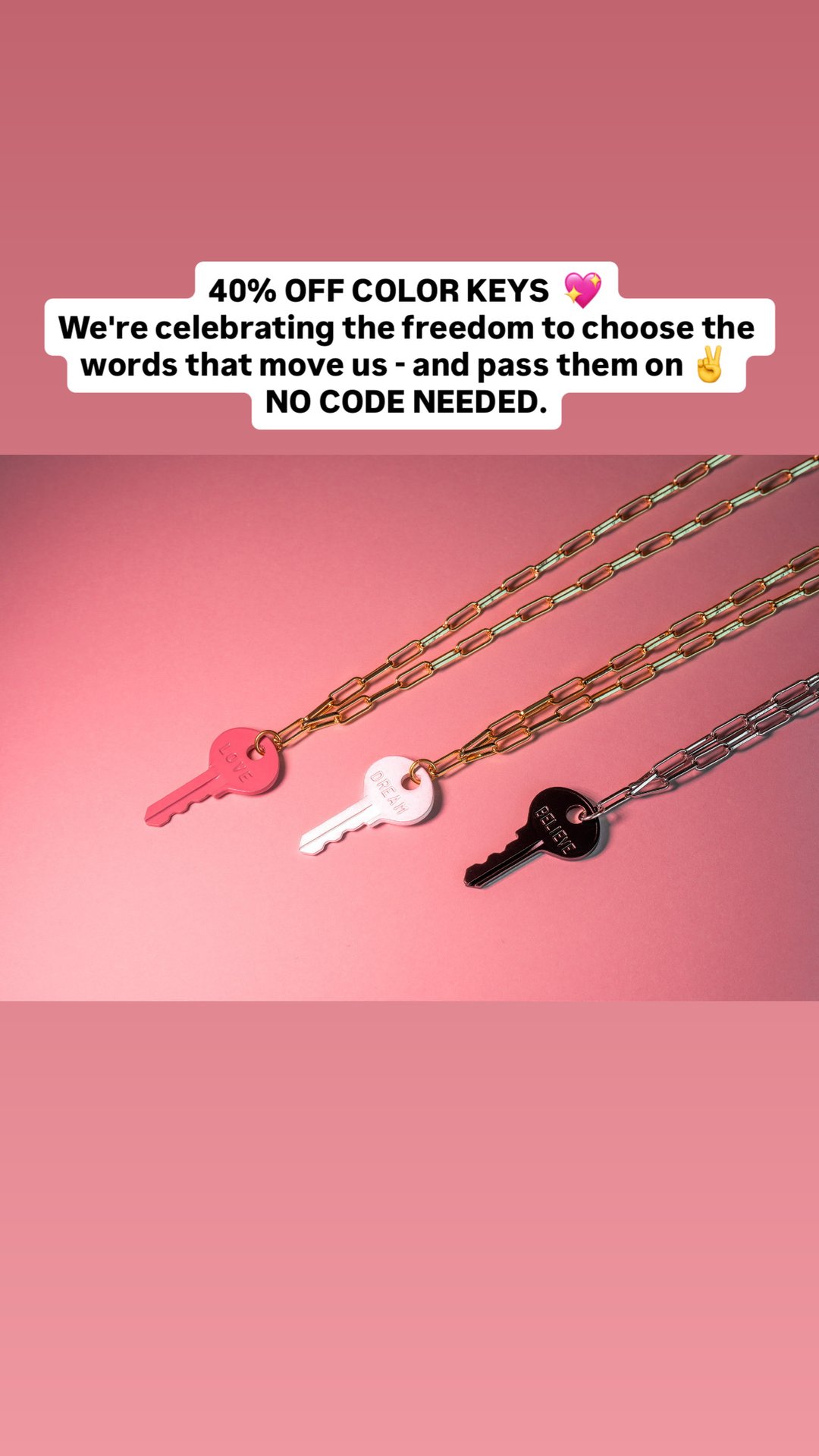 Static Inspirational Word Jewelry ad creative — The Giving Keys