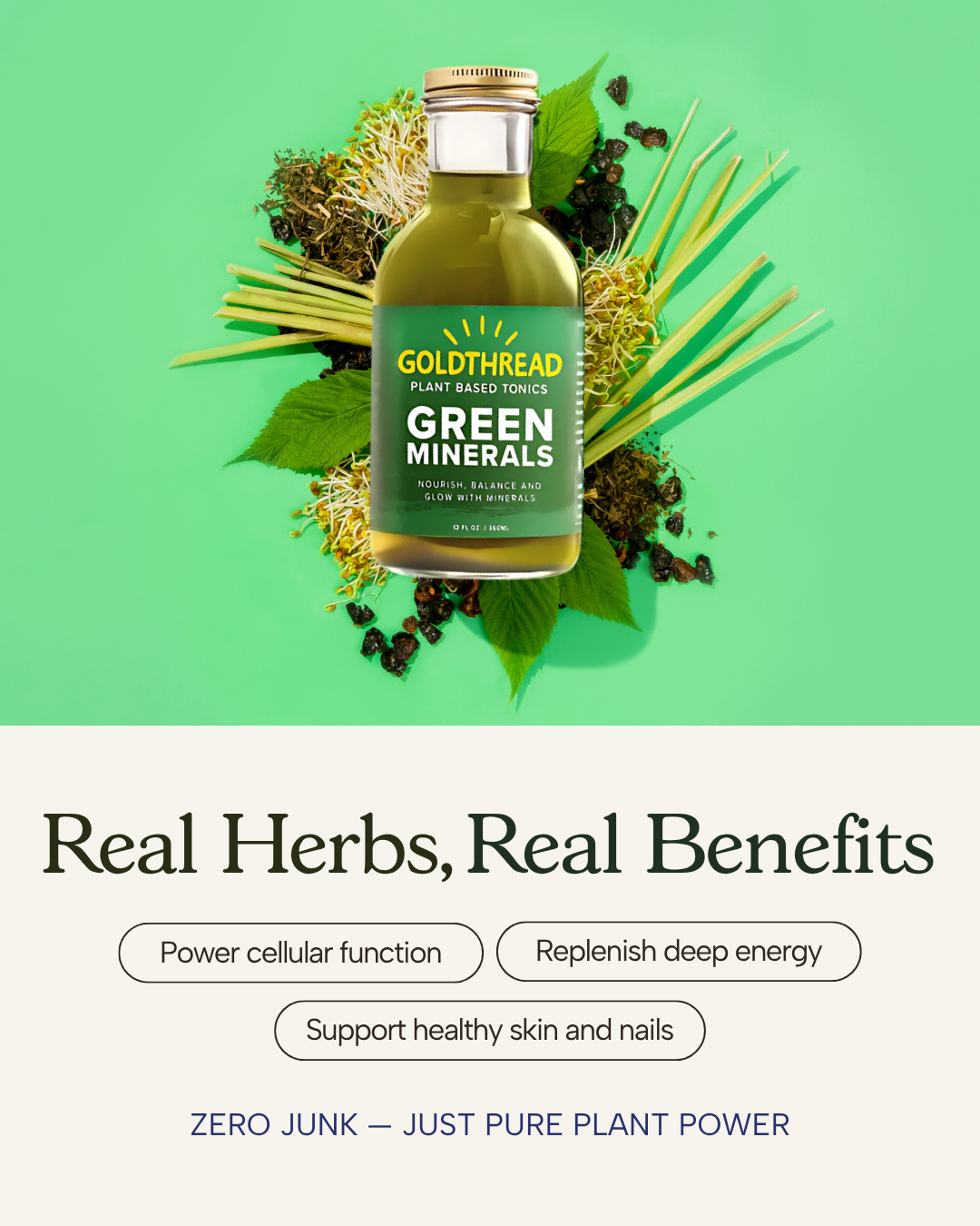 educational Plant-Based Herbal Tonics ad creative — Goldthread
