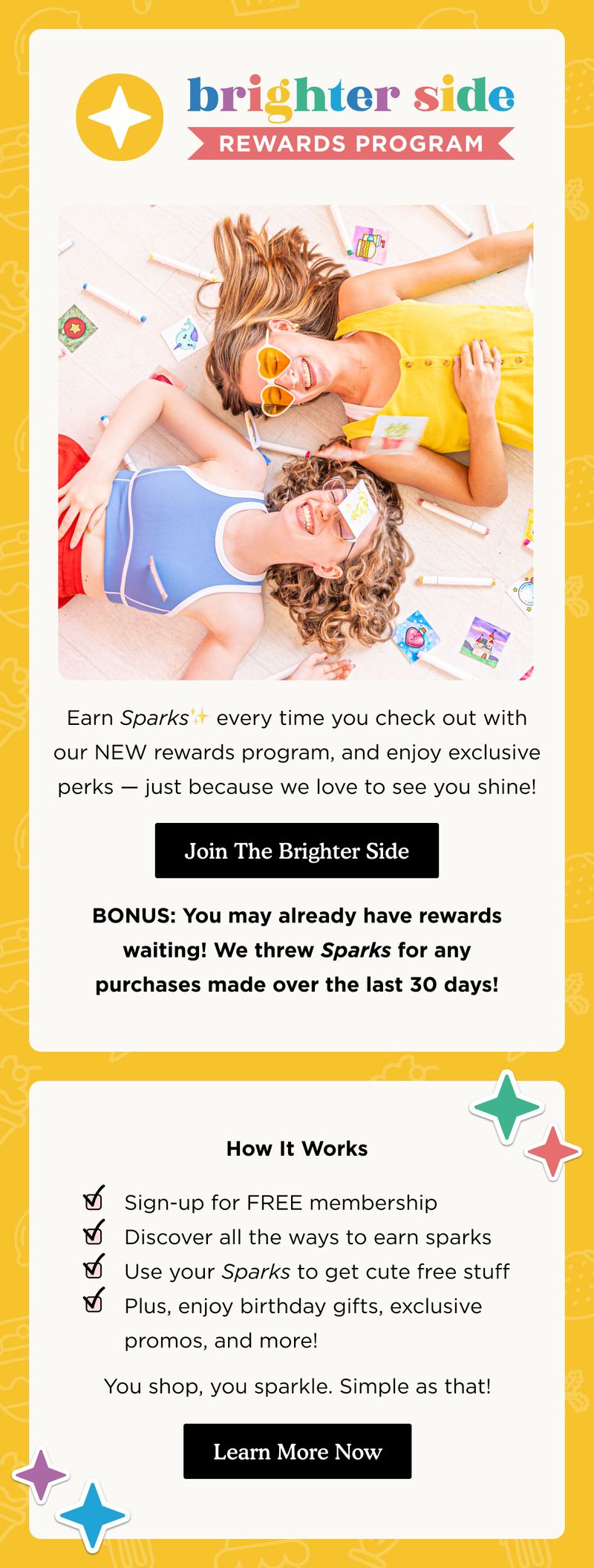 Nurture email — Earn Sparks Rewards Program by Brighter Side