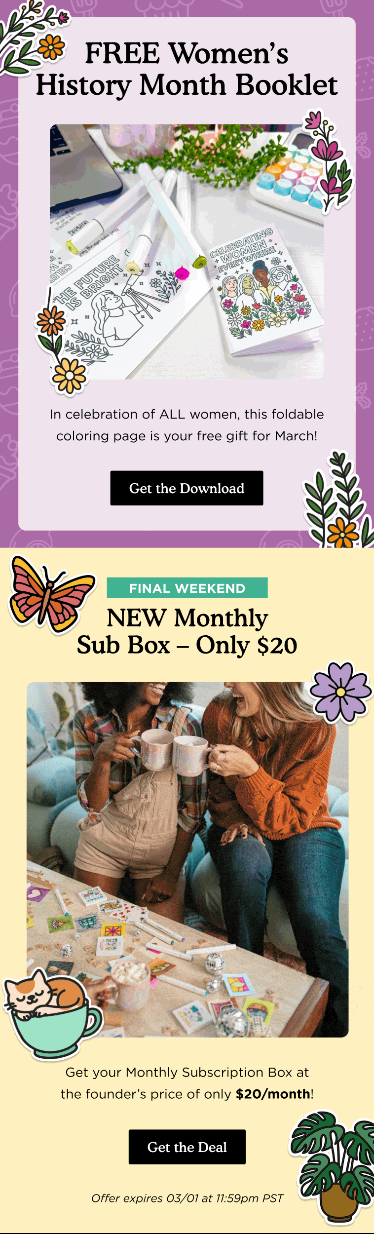 Educational email — Women's History Month Free Page by Brighter Year