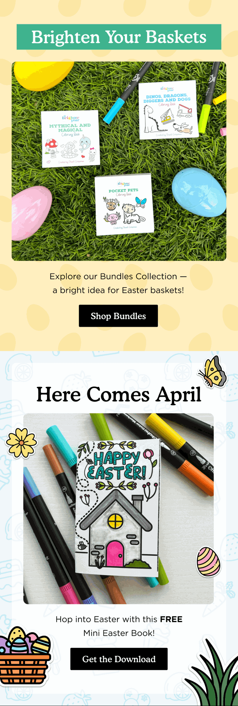 Promotional email — Brighten Your Easter Baskets by Brighter Year