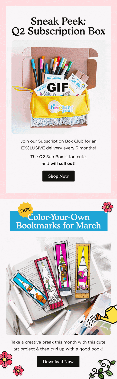Sneak Peek Q2 Subscription Box — A Brighter Year email