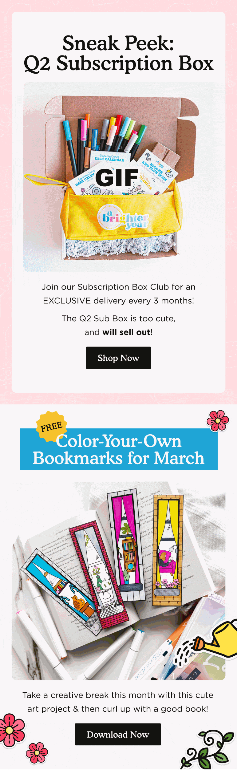 Promotional email — Sneak Peek Q2 Subscription Box by Brighter Year