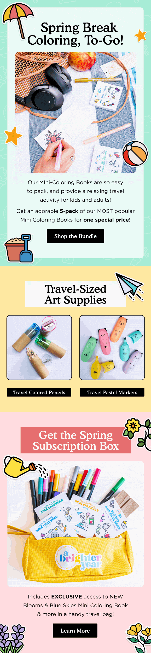 Promotional email — Spring Break Coloring To-Go by Brighter Year