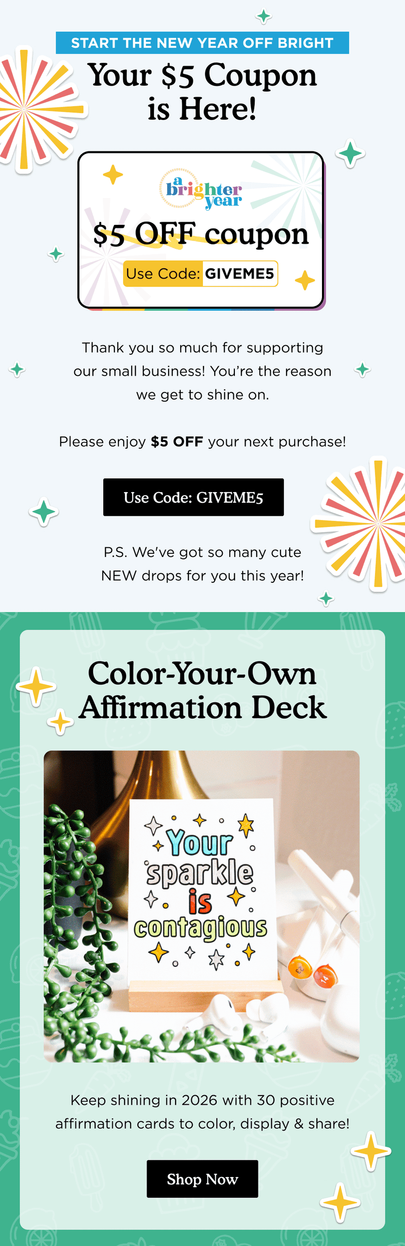 Promotional email — Start New Year Off Bright by Brighter Year
