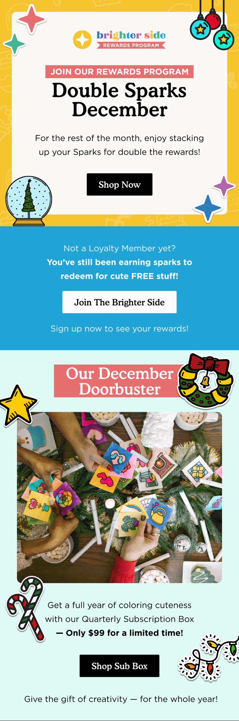 Seasonal email — Double Sparks December Rewards by Brighter Year
