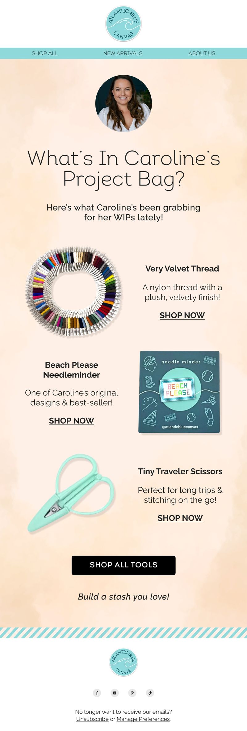Nurture email — What’s in Caroline’s Project Bag? by Atlantic Blue Canvas