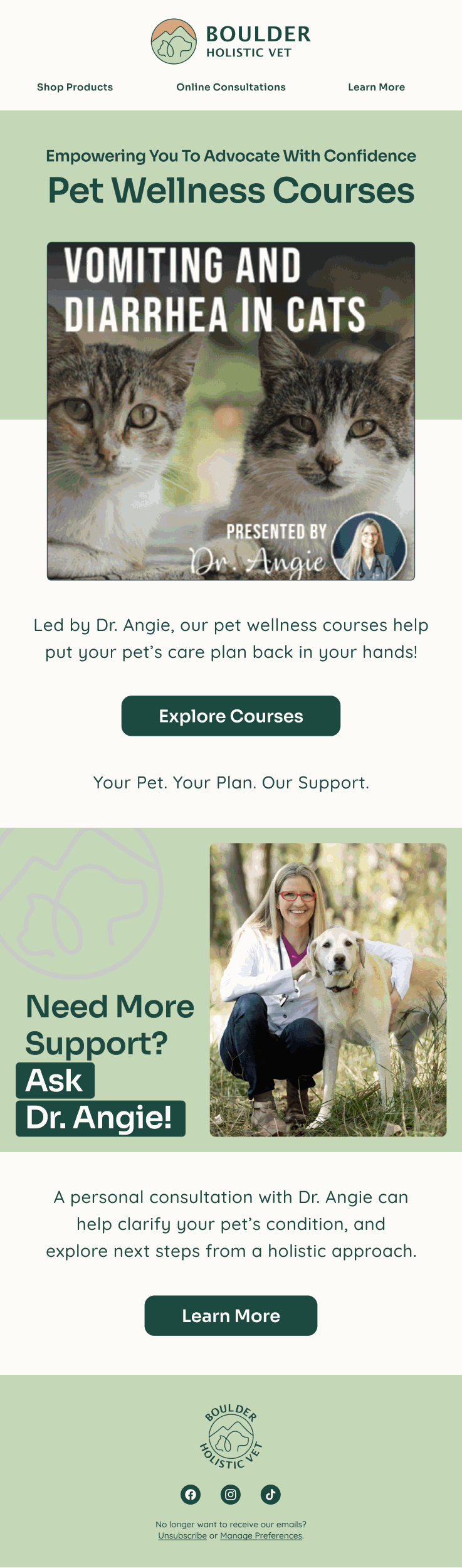 Educational email — Pet Wellness Courses and Consultations by Boulder