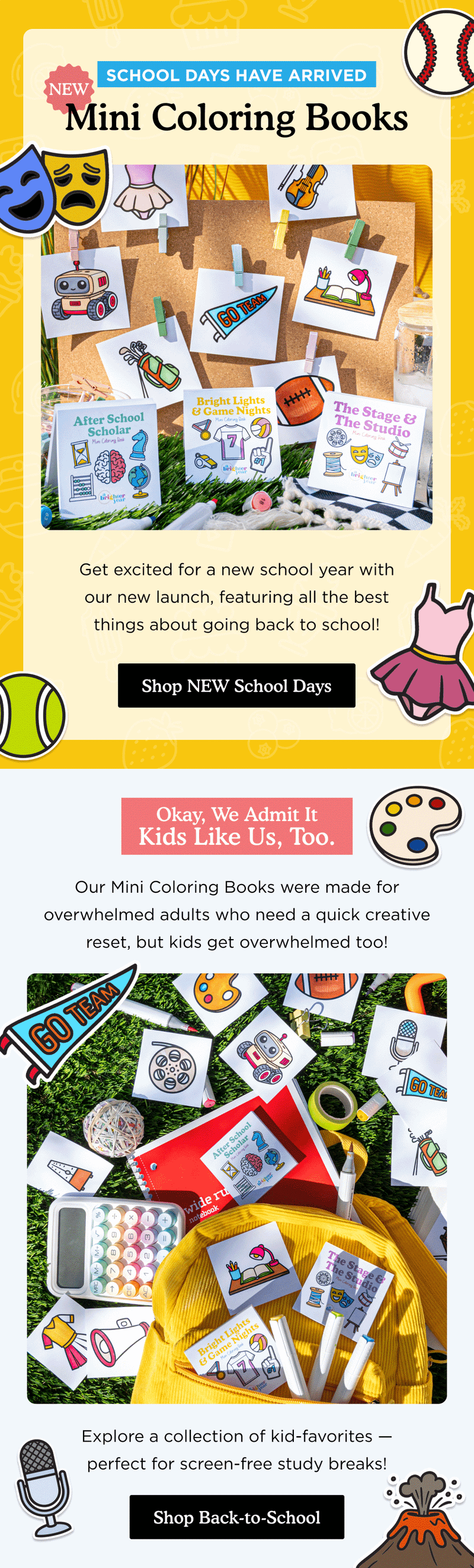 Seasonal email — School Days Coloring Books Launch by Brighter Year