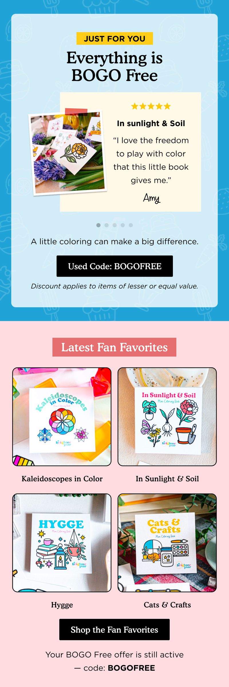 Win-Back email — BOGO Free — Customer Favorites by Brighter Year