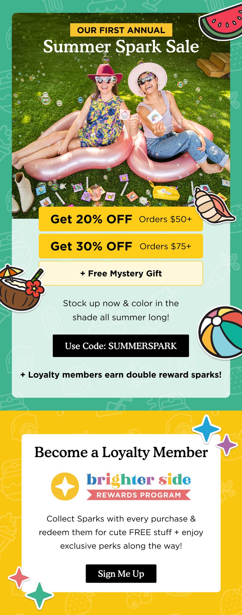 Seasonal email — Summer Spark Sale Launch by Brighter Year