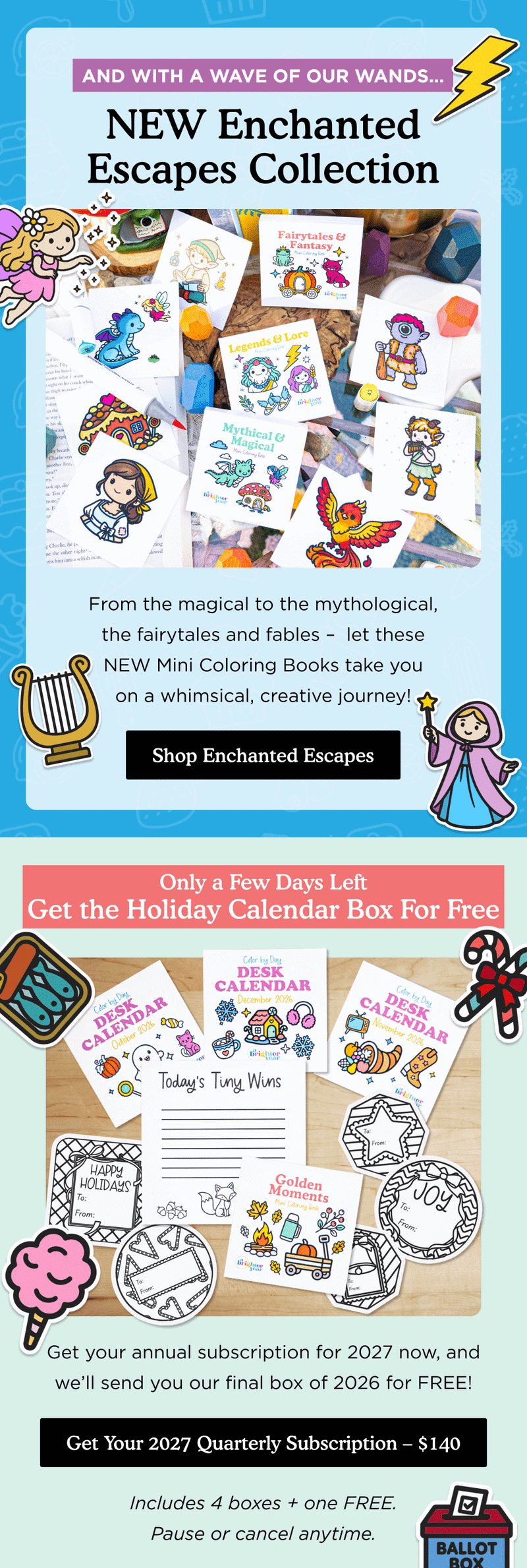 Promotional email — Enchanted Escapes Collection Launch by Brighter Year