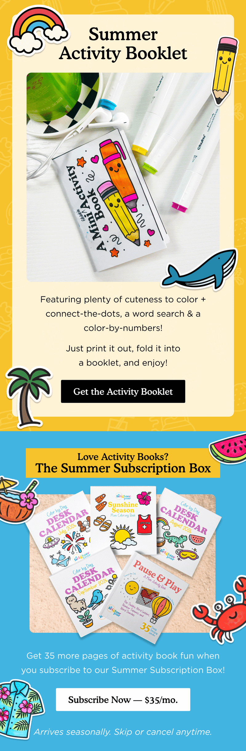 Seasonal email — Free Summer Activity Booklet by Brighter Year