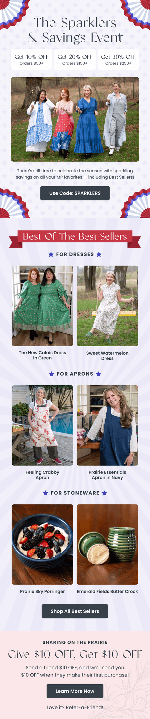 Sparklers and Savings — Sale Reminder — Modern Prairie email