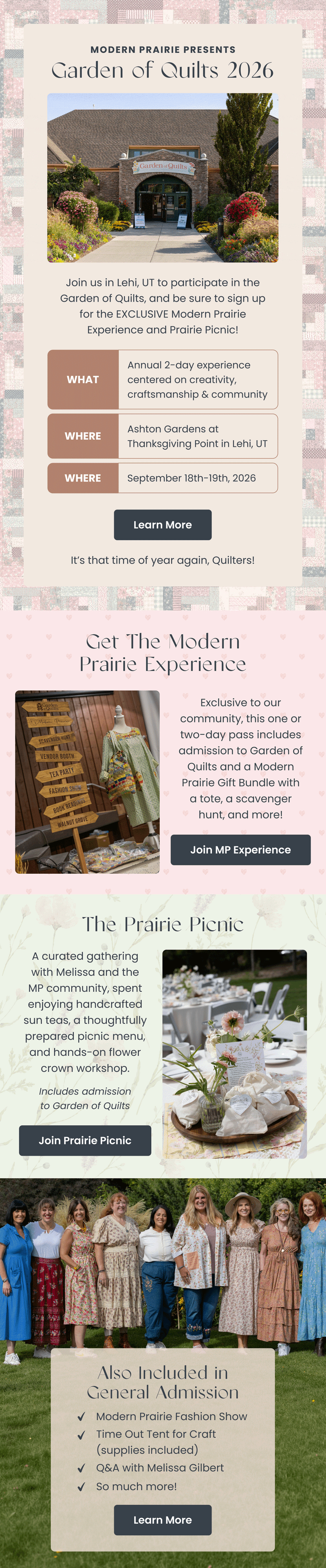 Nurture email — Garden of Quilts — The Modern Prairie Experience by Modern Prairie