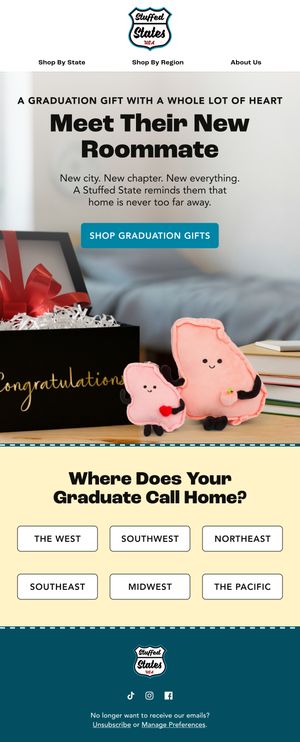 Graduation Gifts — Meet Their New Roommate — Stuffed States email