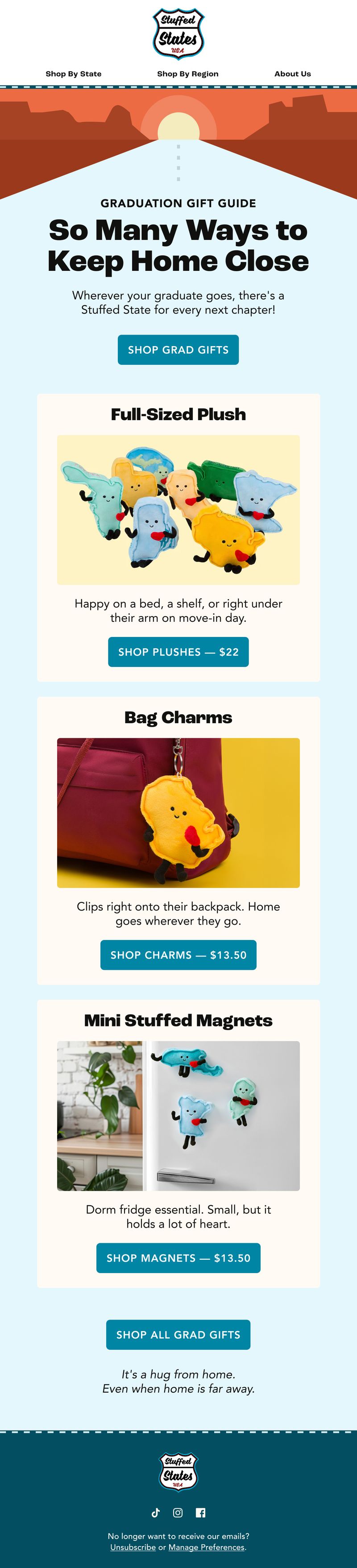 Seasonal email — Graduation Gift Guide by Stuffed States