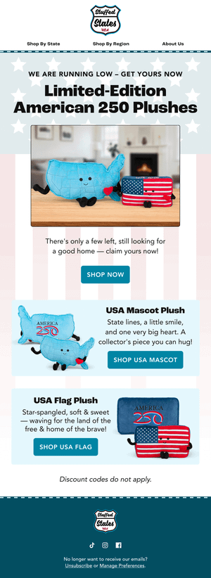 America 250 — Last Chance — Stuffed States email
