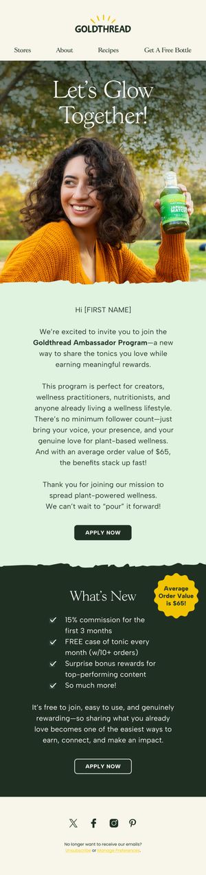 Join Ambassador Program — Goldthread email