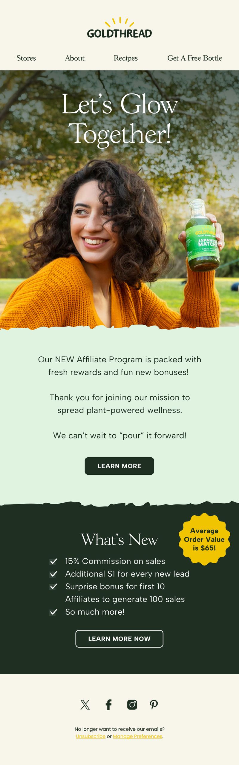 Promotional email — New Affiliate Program Launch by Goldthread