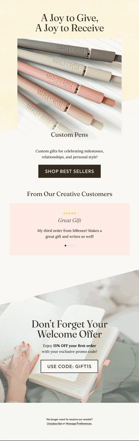 Gift Ideas For Milestones — Marley Rose email