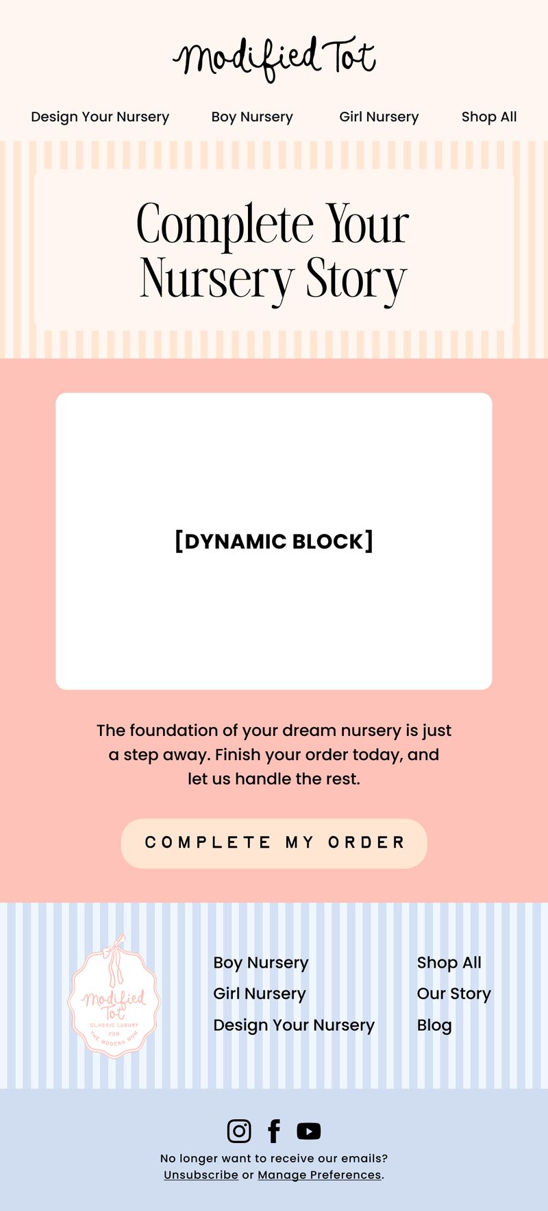 Abandoned Cart email — Complete Your Nursery by Modern Prairie