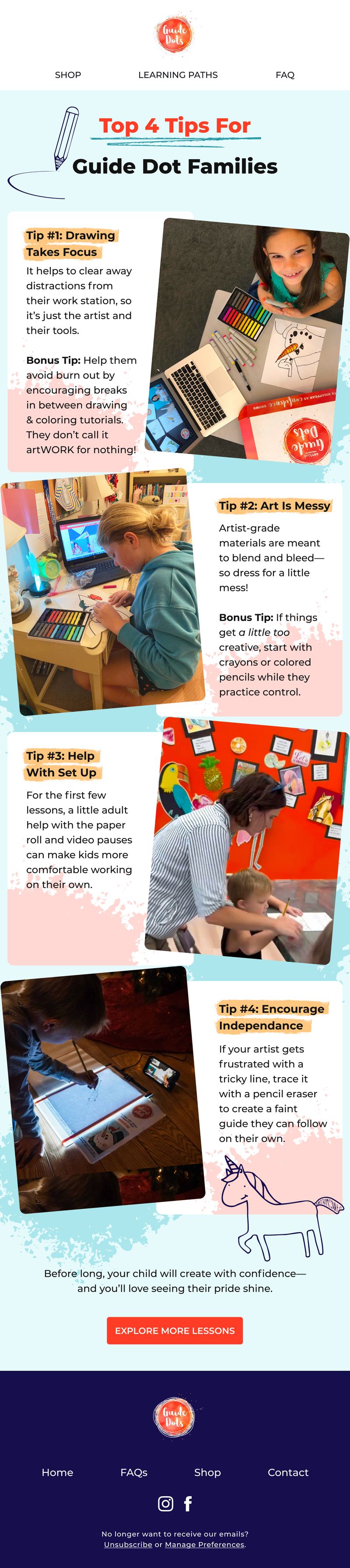 Educational email — Top 4 Tips For Families by Modern Prairie