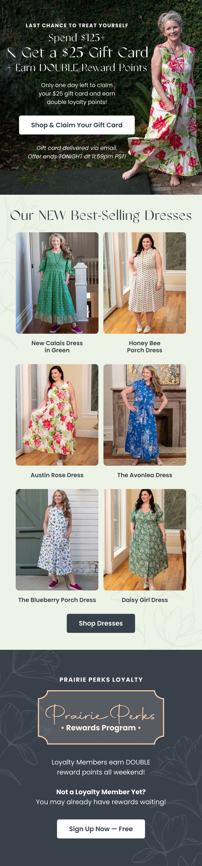 Promotional email — Gift Card Reward Points by Modern Prairie