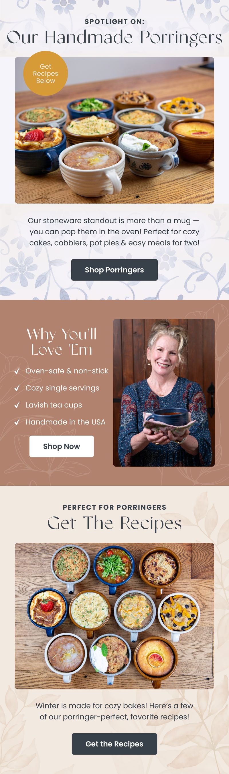 Promotional email — Handmade Porringers Collection by Modern Prairie