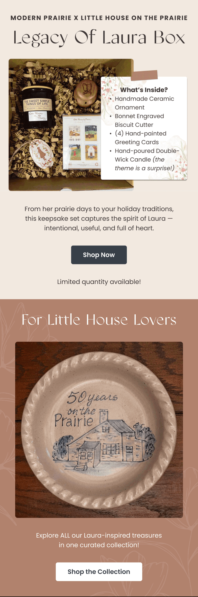 Promotional email — Legacy Of Laura Box by Modern Prairie
