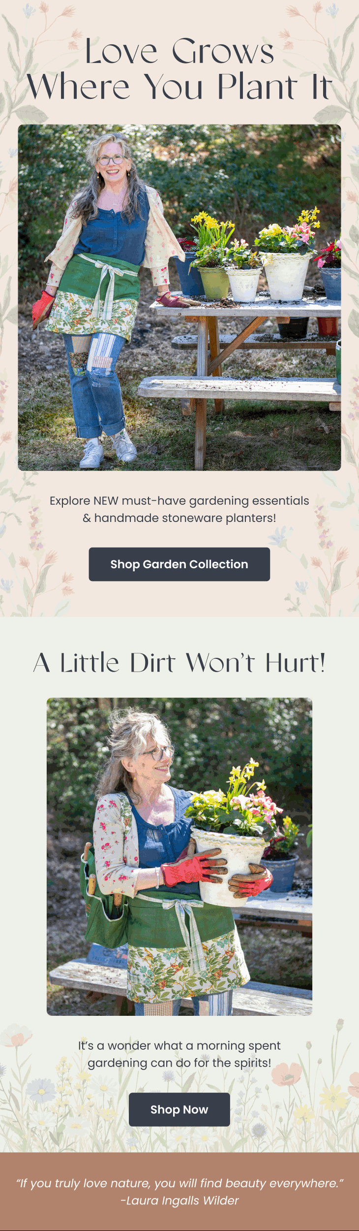 Promotional email — Love Grows Where You Plant by Modern Prairie