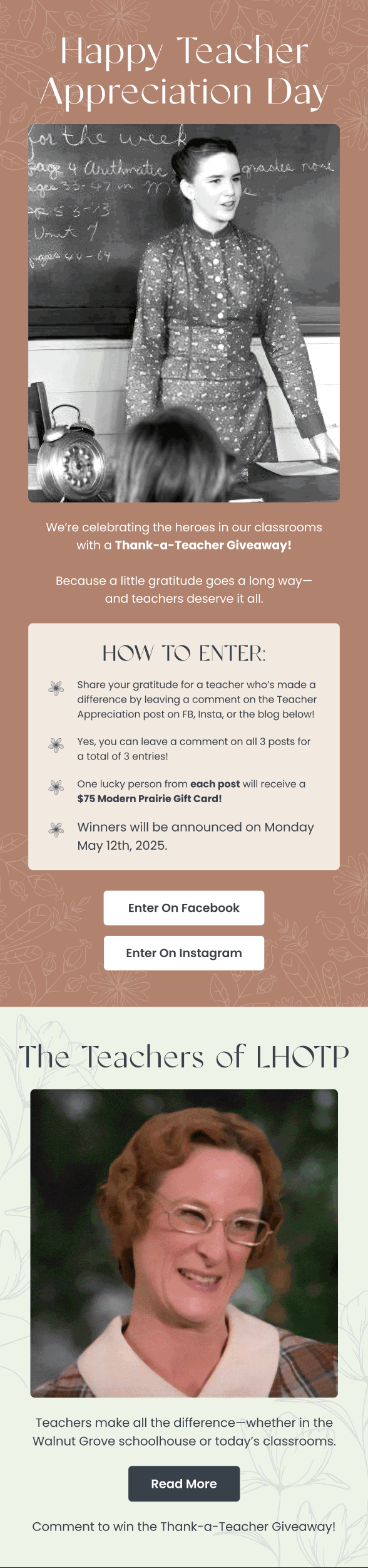 Seasonal email — Teacher Appreciation Day Giveaway by Modern Prairie