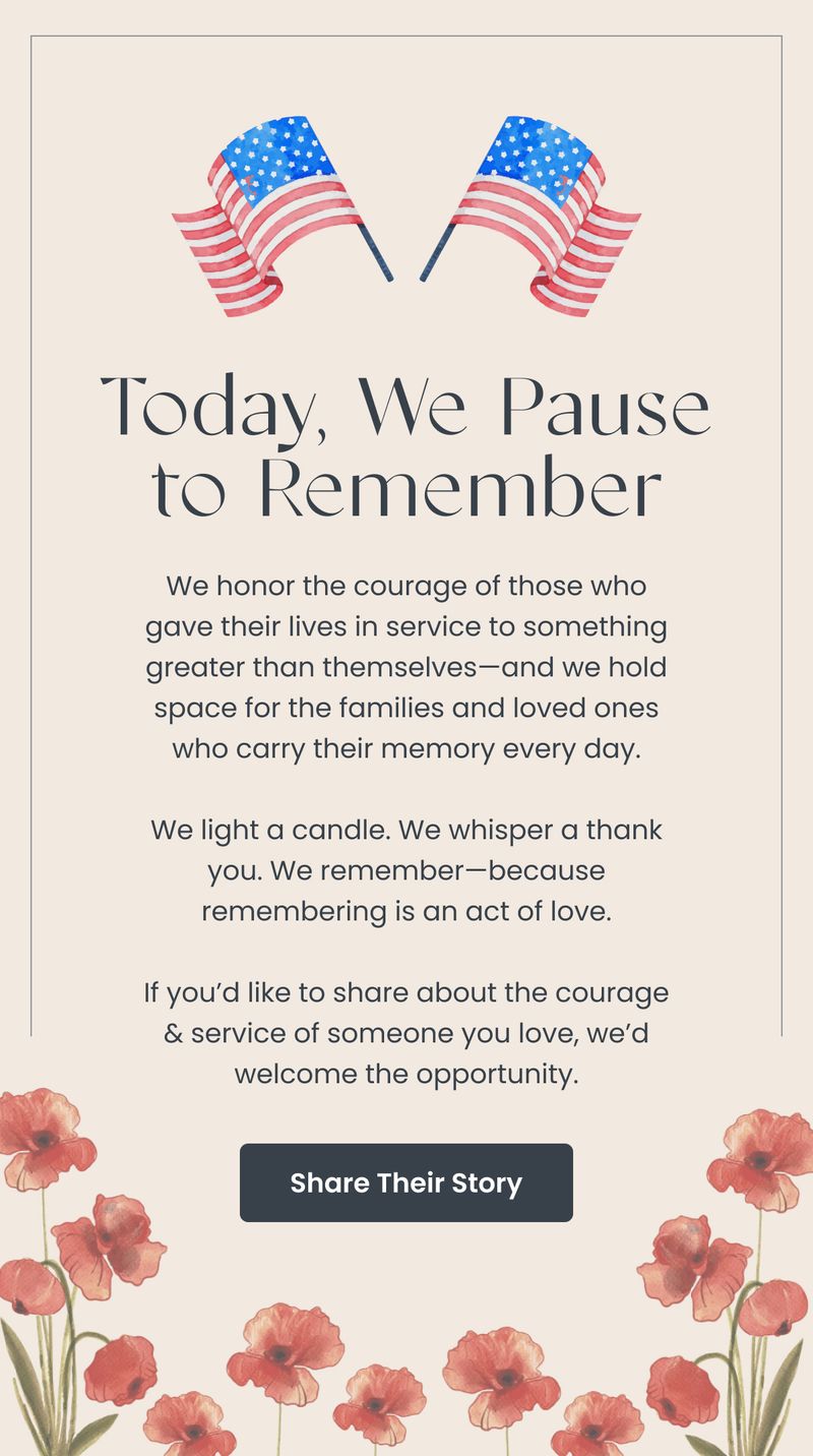 Seasonal email — Today We Pause To Remember by Modern Prairie