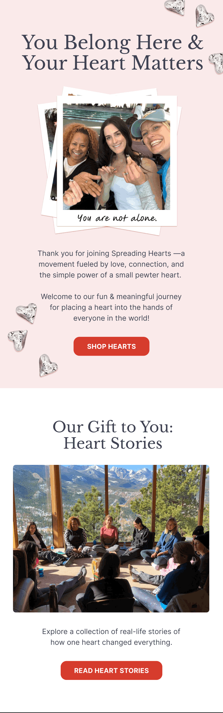 Welcome Series email — You Belong Here Heart Matters by Modern Prairie