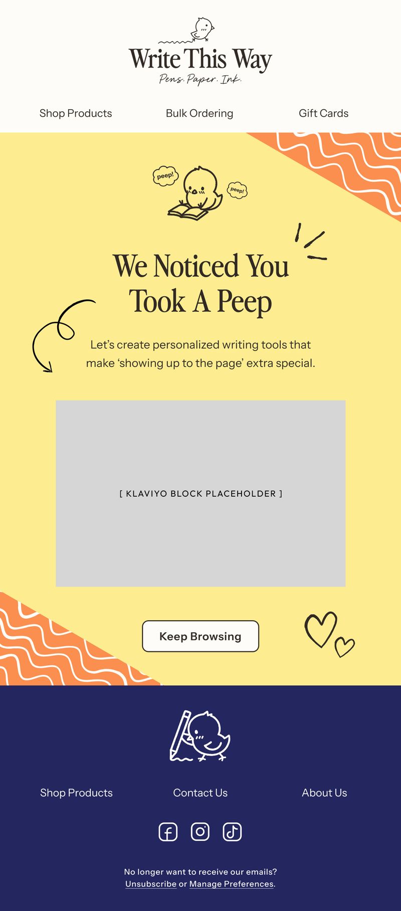 Win-Back email — Non-Buyer We Noticed You by Modern Prairie